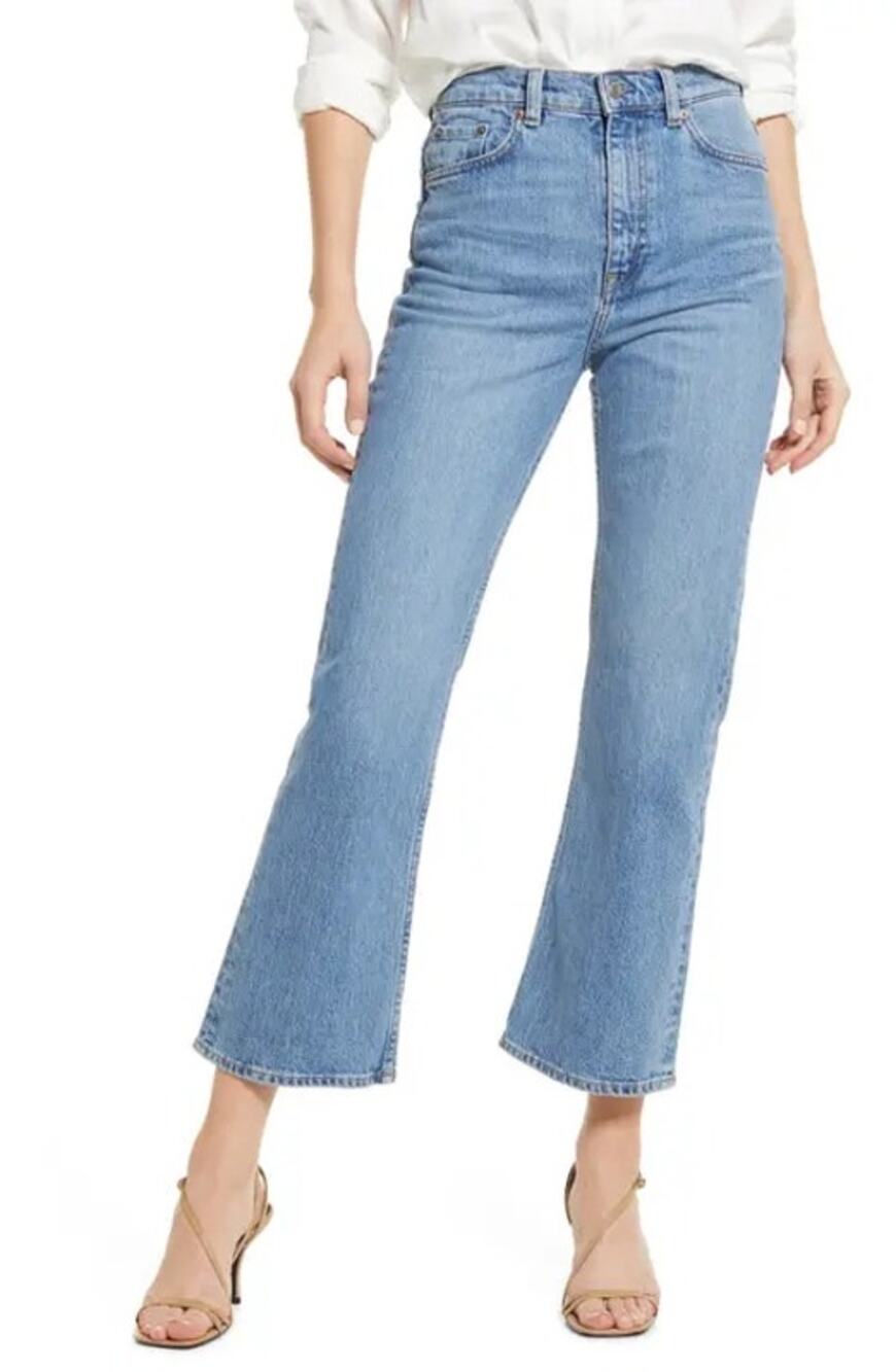 & Other Stories pintuck crop flare jeans sz 27